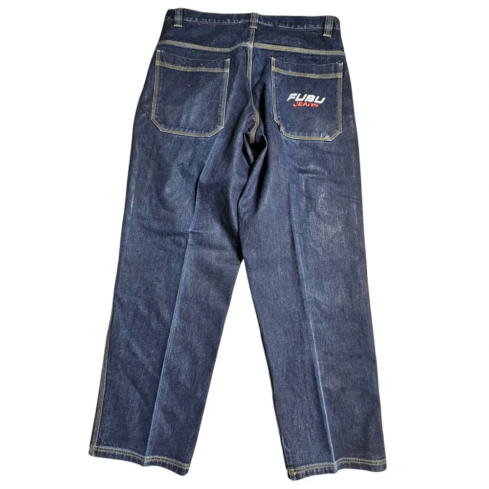 Vintage FUBU The Collection Baggy Jeans 38x34 Dark Wash 90s Hip Hop Skater